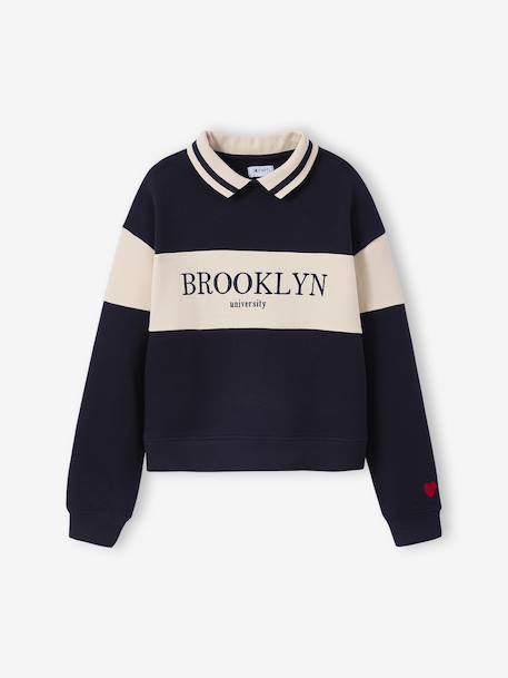 Polo-Neck Sweatshirt for Girls, JONEN navy blue 