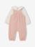 Newborn set T-shirt + dungaree + band for head accessories for hair + comforter / soft toy rosy 