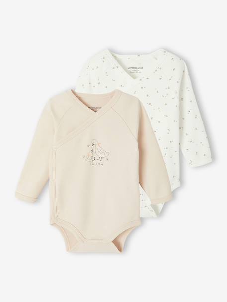 Pack of 2 Long-Sleeved Bodysuits, Newborn Special rose 