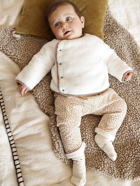 Sherpa Jumper with Front Button Fastening for Newborns ecru 