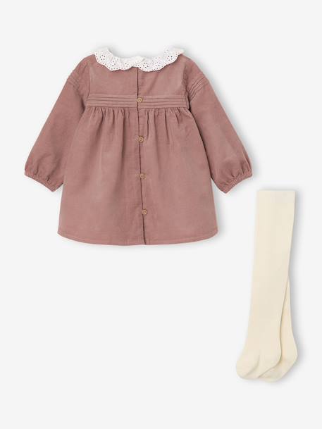 Velvet Dress + Tights Set for Newborns blush 