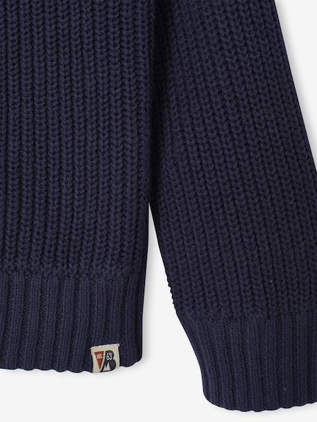 High Neck Long-Sleeved Cardigan for Boys green+navy blue 