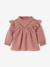Frilly Blouse in Slub Fabric for Babies old rose+sky blue 
