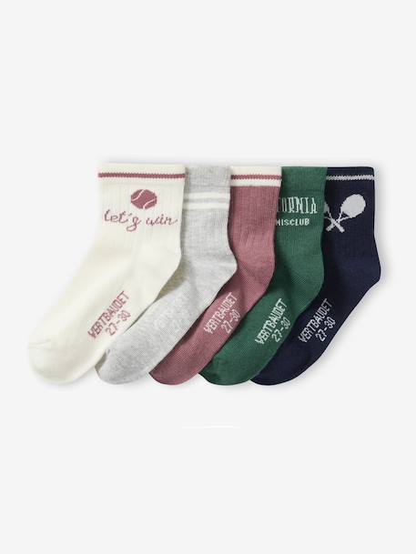 Pack of 5 Pairs of Sports Socks for Girls marl grey 