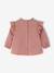 Frilly Blouse in Slub Fabric for Babies old rose+sky blue 