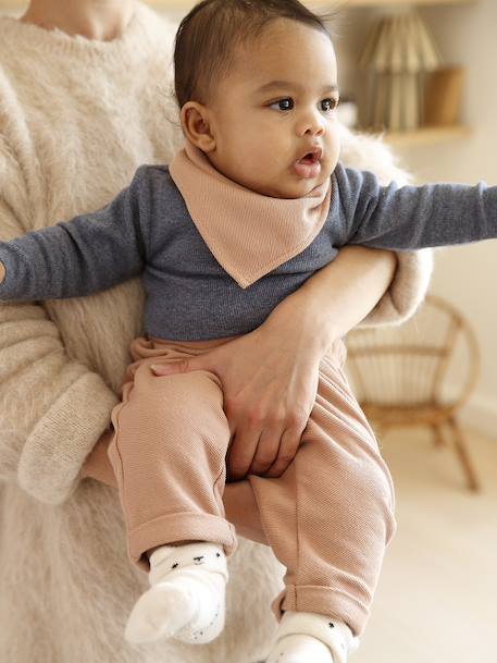 3-Piece Set for Newborns: Bodysuit + Trousers + Scarf camel 