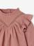 Frilly Blouse in Slub Fabric for Babies old rose+sky blue 
