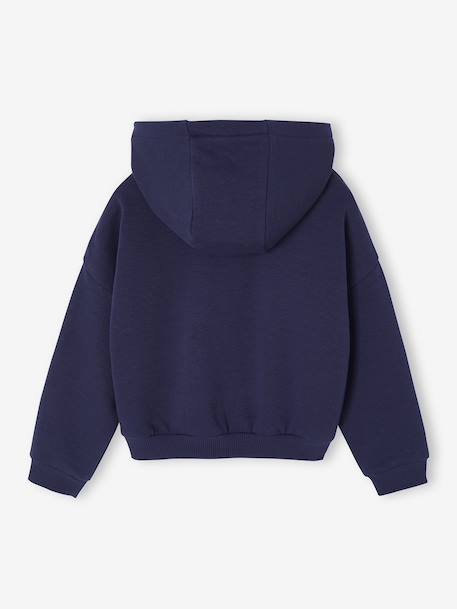 Cropped Sweatshirt with Zip, for Girls navy blue+rose 