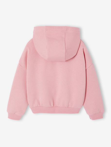 Cropped Sweatshirt with Zip, for Girls navy blue+rose 