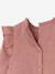 Frilly Blouse in Slub Fabric for Babies old rose+sky blue 