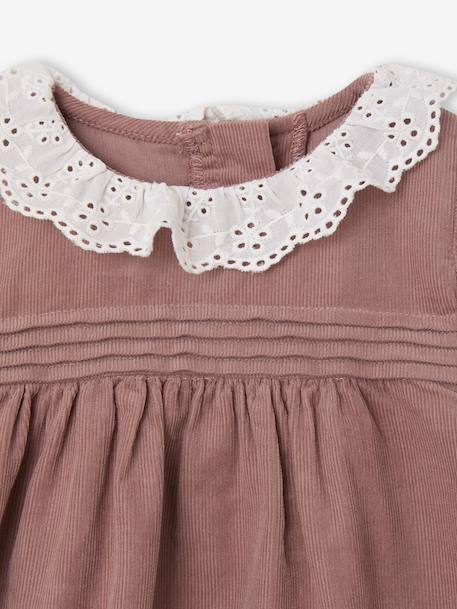 Velvet Dress + Tights Set for Newborns blush 