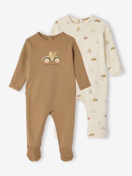Pack of 2 Sleepsuits for Newborns ecru 