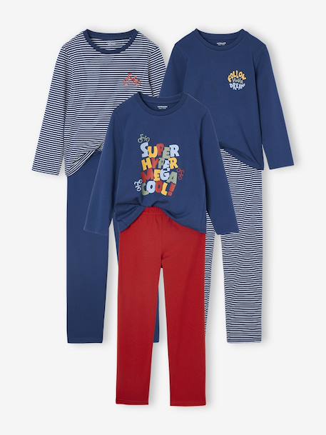 Pack of 3 Bike Pyjamas for Boys ocean blue 