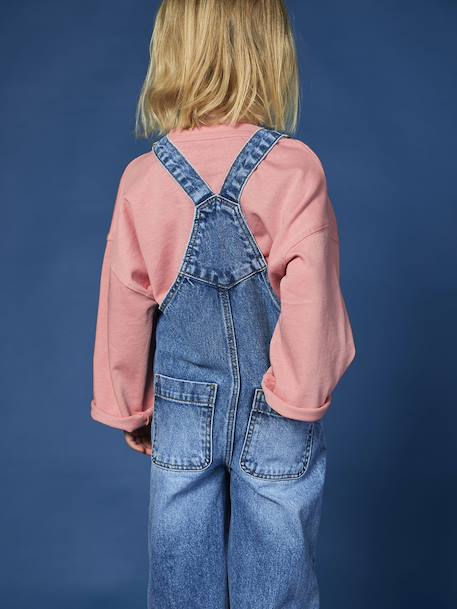 Wide-Leg Denim Dungarees for Girls black denim+denim grey+medium blue+stone 