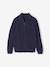High Neck Long-Sleeved Cardigan for Boys green+navy blue 