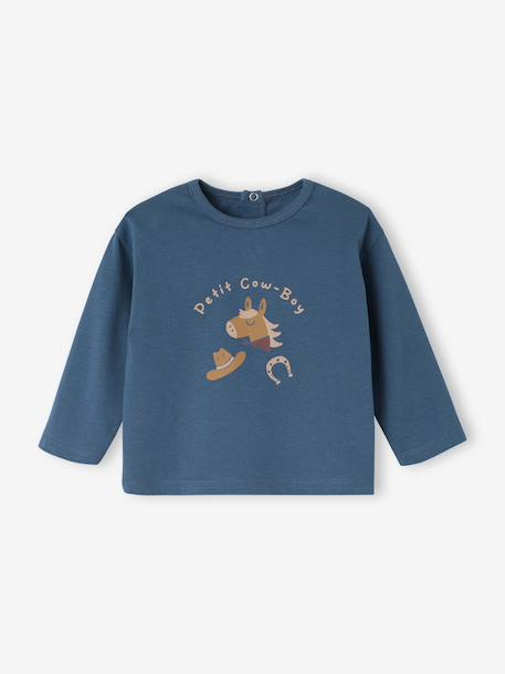 Long-sleeved baby t-shirt peacock blue 