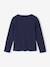 Long-Sleeved Ribbed Knit T-Shirt for Girls navy blue+purple clover 