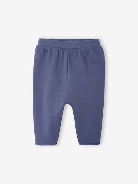 Fleece Cardigan + Trouser Set for Newborns blue+ecru 