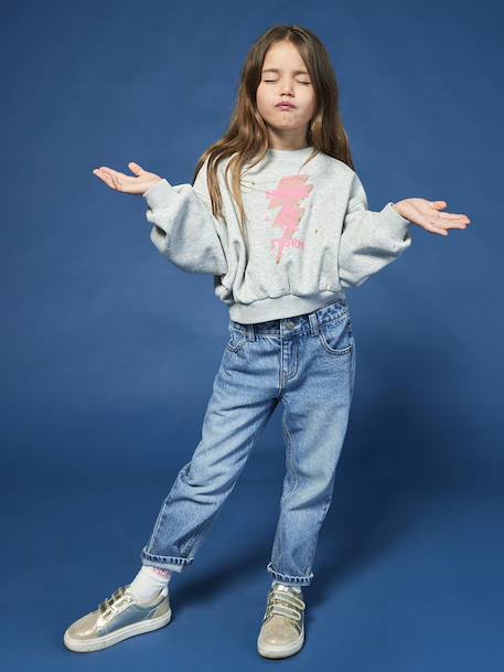 Cropped Sweatshirt with Glittery Detail for Girls marl grey 