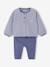 Fleece Cardigan + Trouser Set for Newborns blue+ecru 
