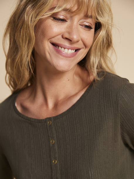 Set of 2 Loungewear Items in Pointelle Knit for Maternity & Nursing, ENVIE DE FRAISE khaki 