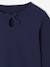 Long-Sleeved Ribbed Knit T-Shirt for Girls navy blue+purple clover 