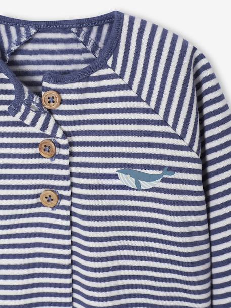 Fleece Cardigan + Trouser Set for Newborns blue+ecru 