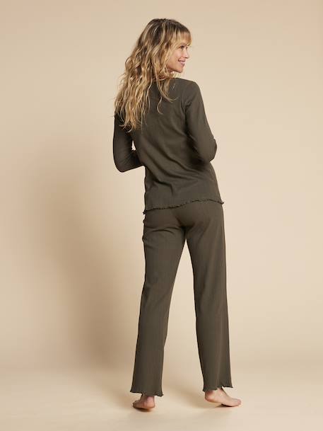 Set of 2 Loungewear Items in Pointelle Knit for Maternity & Nursing, ENVIE DE FRAISE khaki 