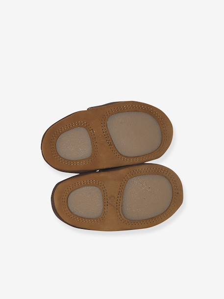 Elasticated, Soft Leather Slip-Ons for Babies printed brown+printed green+set brown 