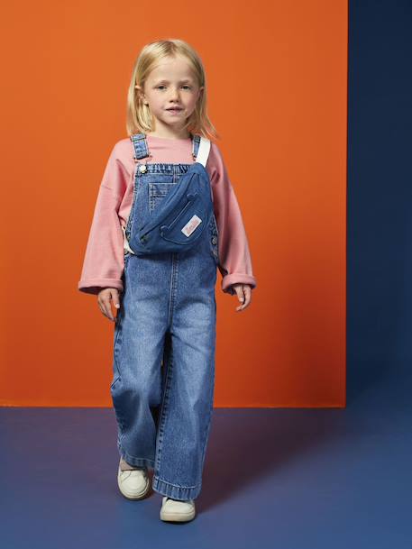 Wide-Leg Denim Dungarees for Girls black denim+denim grey+medium blue+stone 