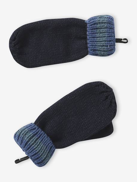 'Dinos' Beanie + Snood + Mittens/Gloves Set for Boys navy blue 
