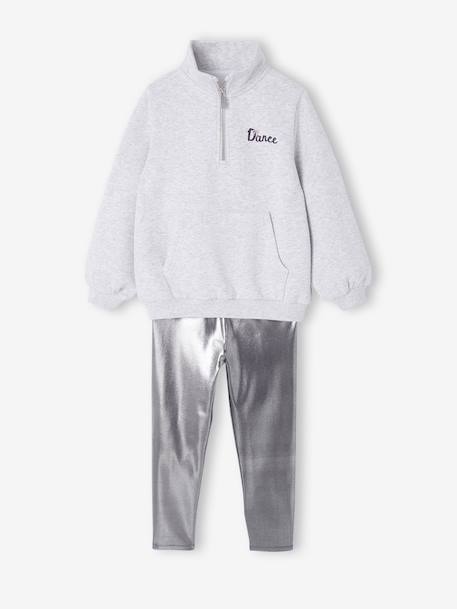 Metallic Sportswear Set for Girls: Sweatshirt & Leggings marl grey 
