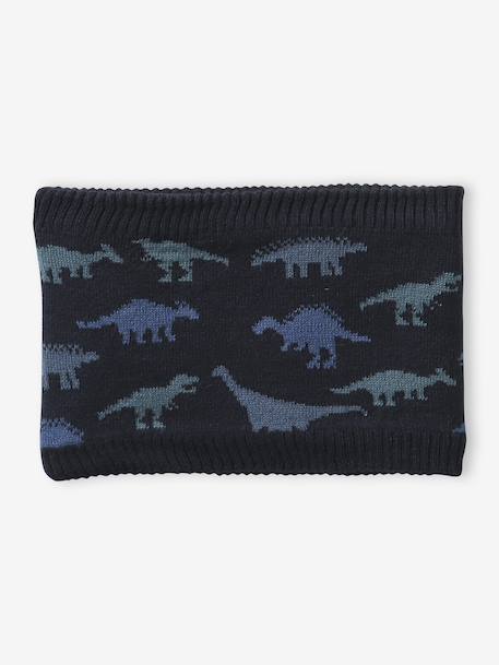 'Dinos' Beanie + Snood + Mittens/Gloves Set for Boys navy blue 
