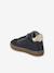 Lace-up and elasticated high-top leather trainers for babies navy blue 