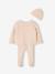 Set of 3 Knitted Items for Newborns: Cardigan + Trousers + Beanie marl grey+rose 