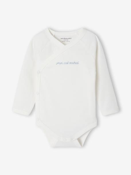 Set of 7 unisex newborn bodysuit week with ENVIE DE FRAISE messages ecru 