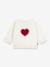 Sweatshirt in Heart Print Fleece, PETIT BATEAU ecru 