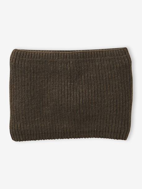 Boys' beanie + snood + mittens/gloves 'Outdoor' set grey blue+khaki 