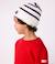 PETIT BATEAU striped beanie for children in knitted fabric with fleece lining navy blue 