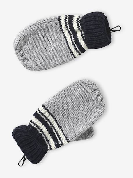 Urban Park beanie + snood + mittens/gloves set for boys marl grey 