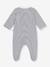 Velour Sleepsuit with Printed Collar, PETIT BATEAU navy blue 