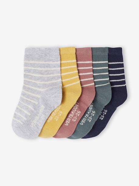 Pack of 5 pairs of baby boys' socks navy blue 