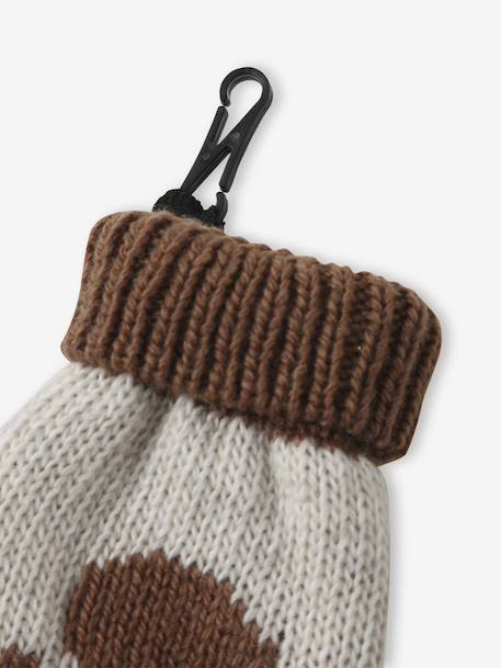 Chullo Jacquard Bear Hat, Snood & Mittens Set marl beige 