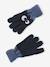 Boys' beanie + snood + mittens/gloves 'Monster' set navy blue 