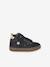 Lace-up and elasticated high-top leather trainers for babies navy blue 