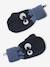 Boys' beanie + snood + mittens/gloves 'Monster' set navy blue 