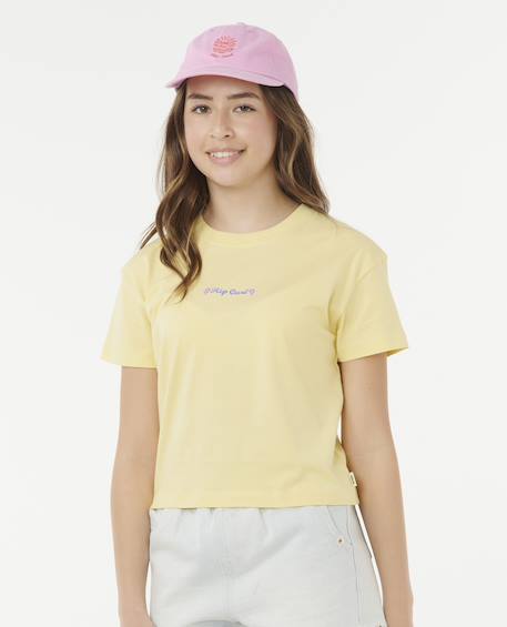 Sunset Skies Crop T-Shirt for Girls, RIP CURL rose+yellow 