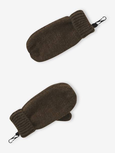 Boys' beanie + snood + mittens/gloves 'Outdoor' set grey blue+khaki 