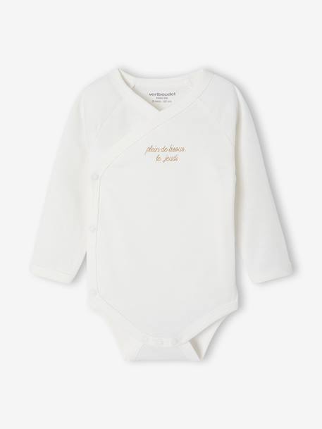 Set of 7 unisex newborn bodysuit week with ENVIE DE FRAISE messages ecru 