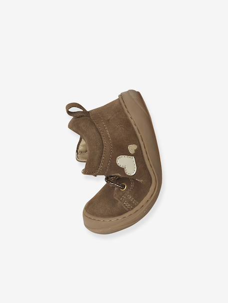 Soft leather lace-up ankle boots for baby's first steps brown+dark brown+fuchsia+golden yellow+rose 